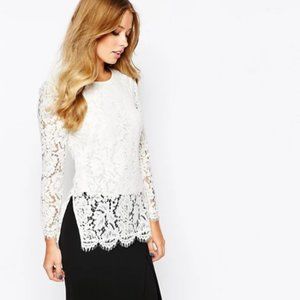 Whistles lace top tunic blouse US 8